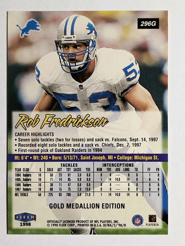 1998 Ultra Gold Medallion #296G Rob Fredrickson