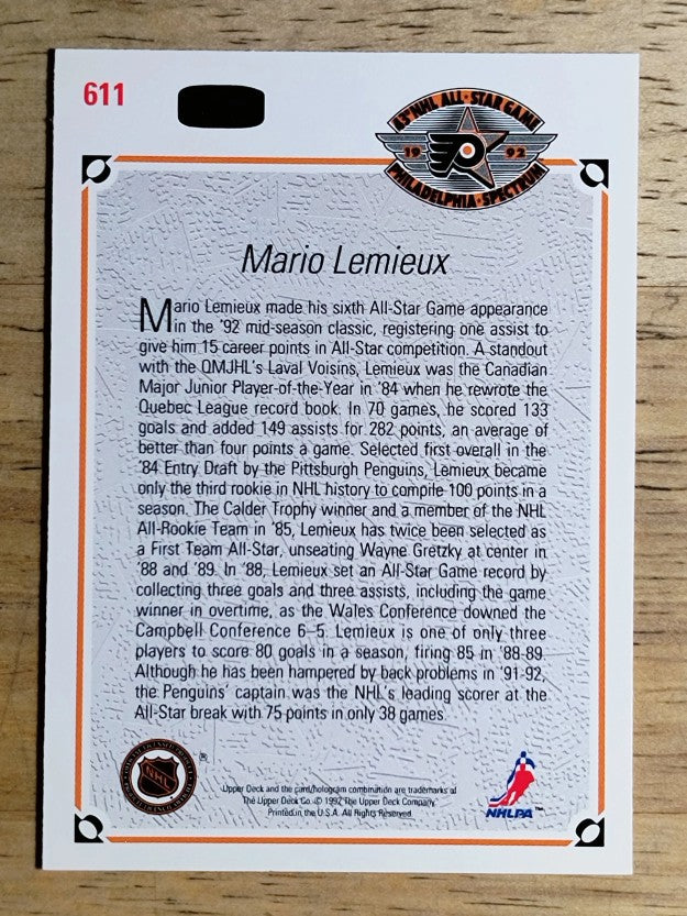 1991-92 Upper Deck #611 Mario Lemieux AS