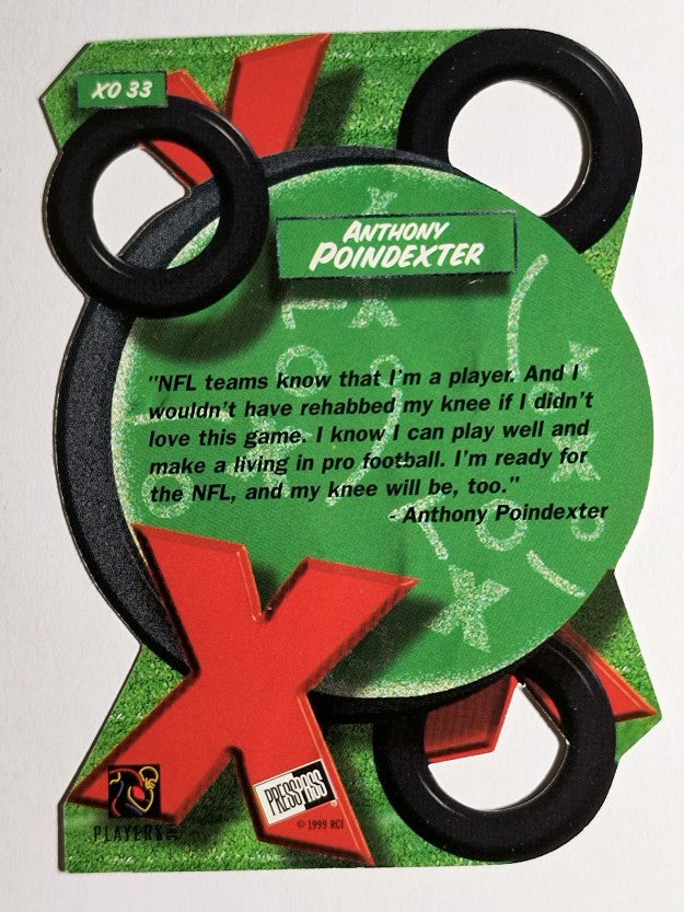 1999 Press Pass X's and O's #XO33 Anthony Poindexter