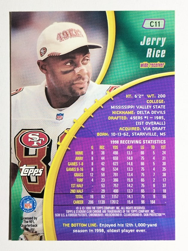 1999 Stadium Club Chrome Previews #C11 Jerry Rice