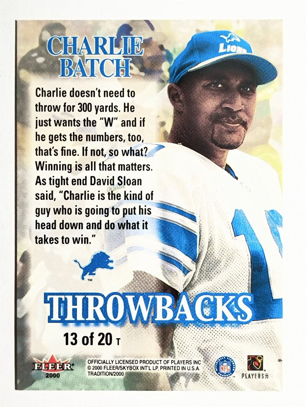 2000 Fleer Tradition Throwbacks #13 Charlie Batch