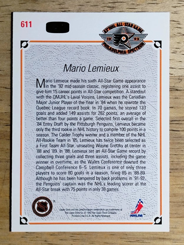 1991-92 Upper Deck #611 Mario Lemieux AS