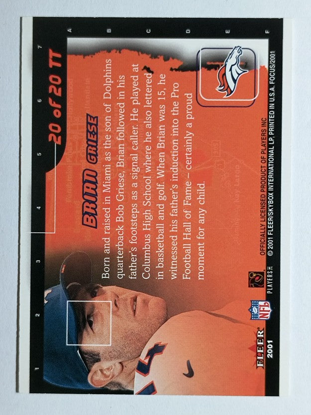2001 Fleer Focus Toast of the Town #20 Brian Griese