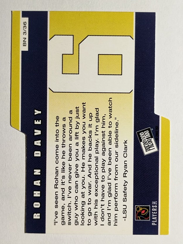 2002 Press Pass Big Numbers #BN3 Rohan Davey