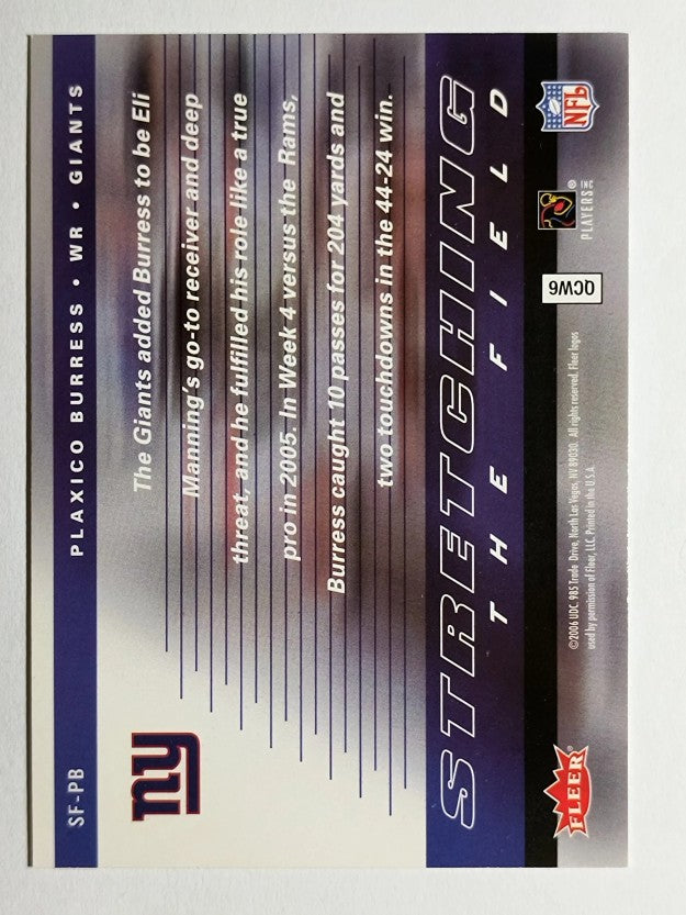 2006 Fleer Stretching the Field #SFPB Plaxico Burress