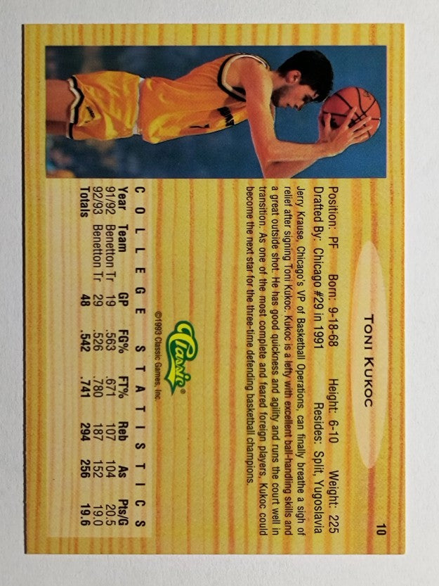 1993 Classic #10 Toni Kukoc