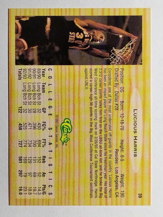1993 Classic #39 Lucious Harris