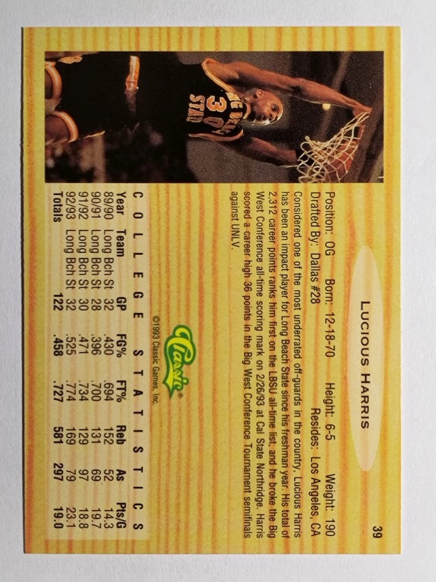 1993 Classic #39 Lucious Harris