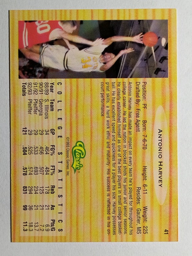1993 Classic #41 Antonio Harvey
