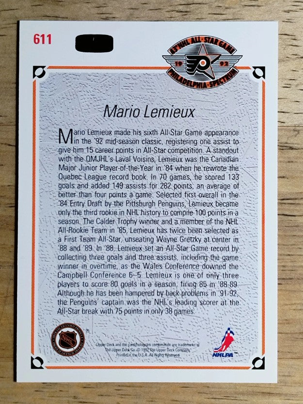 1991-92 Upper Deck #611 Mario Lemieux AS
