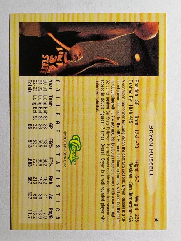 1993 Classic #65 Bryon Russell