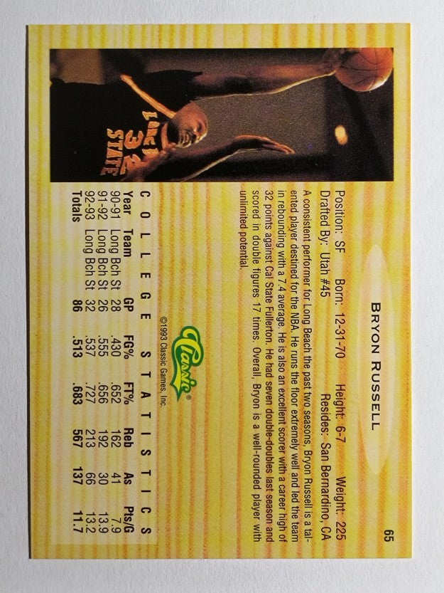 1993 Classic #65 Bryon Russell