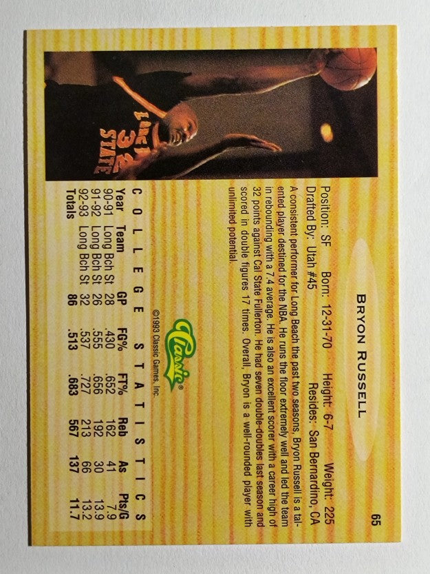 1993 Classic #65 Bryon Russell