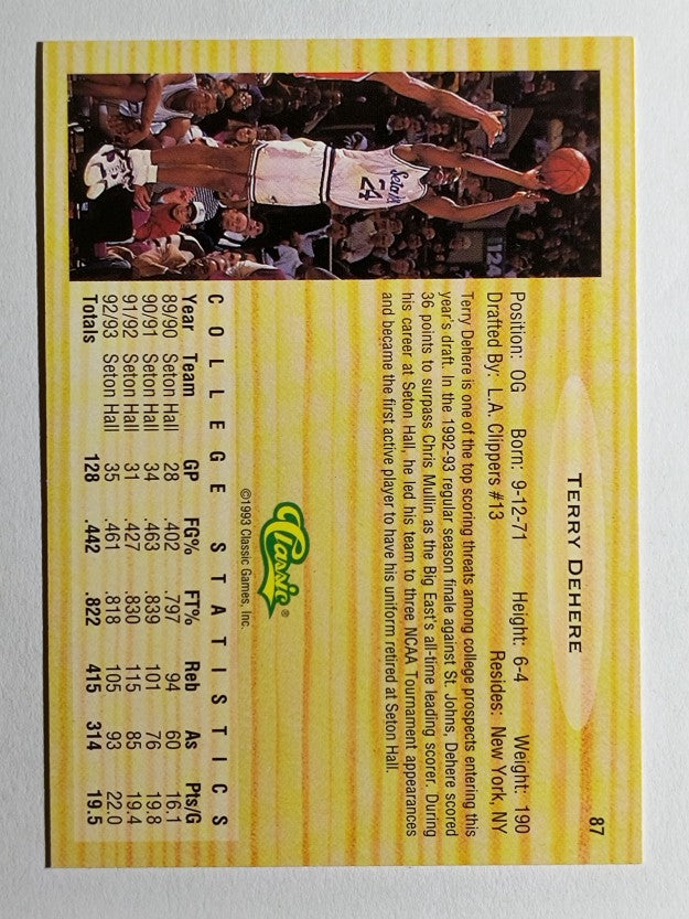1993 Classic #87 Terry Dehere