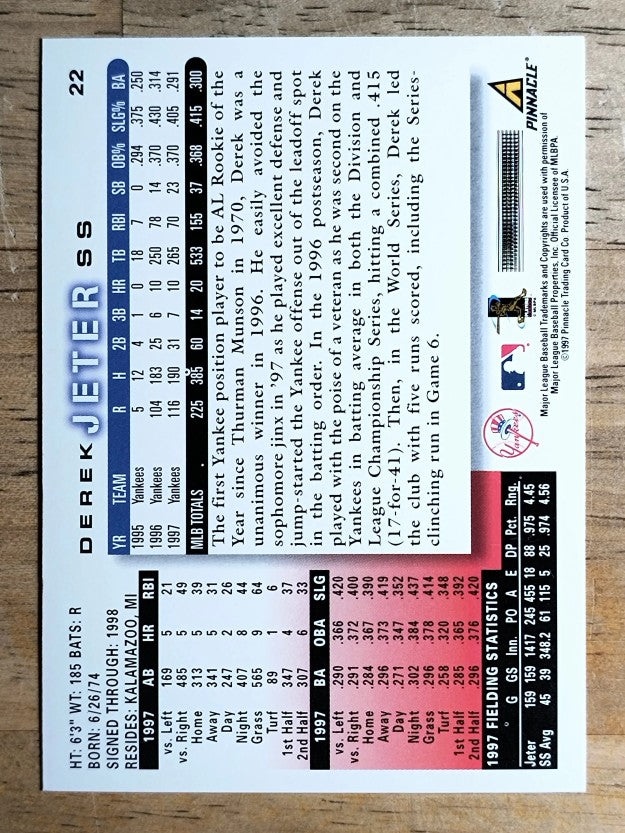 1998 Score #22 Derek Jeter