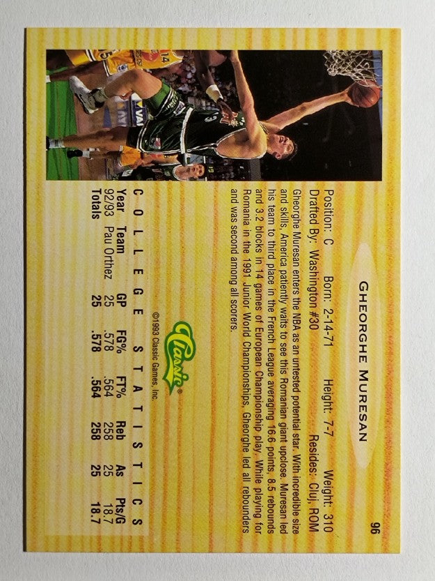 1993 Classic #96 Gheorghe Muresan