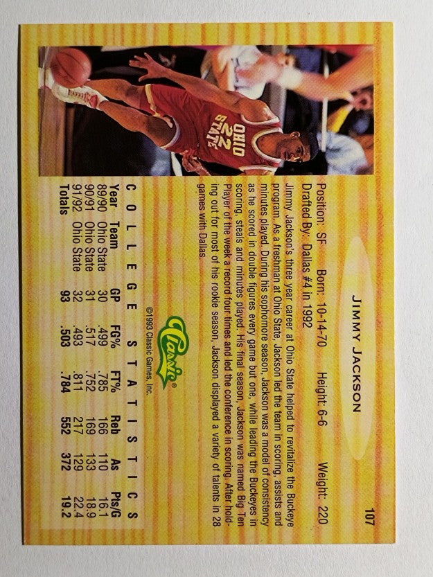 1993 Classic #107 Jimmy Jackson FLB