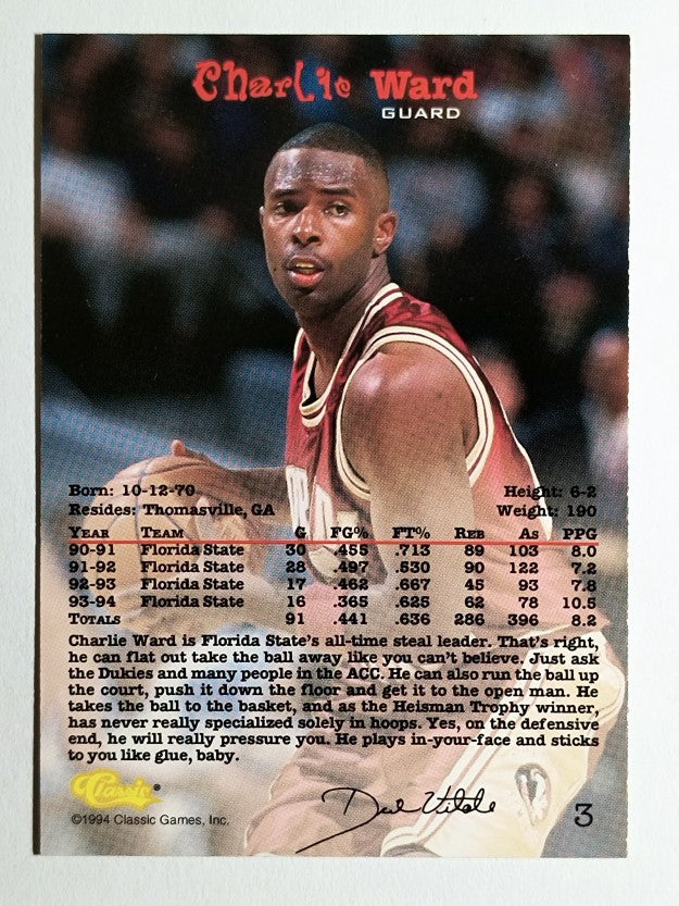 1994 Classic #3 Charlie Ward