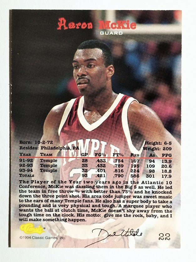 1994 Classic #22 Aaron Mckie