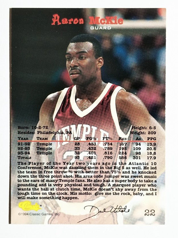 1994 Classic #22 Aaron Mckie