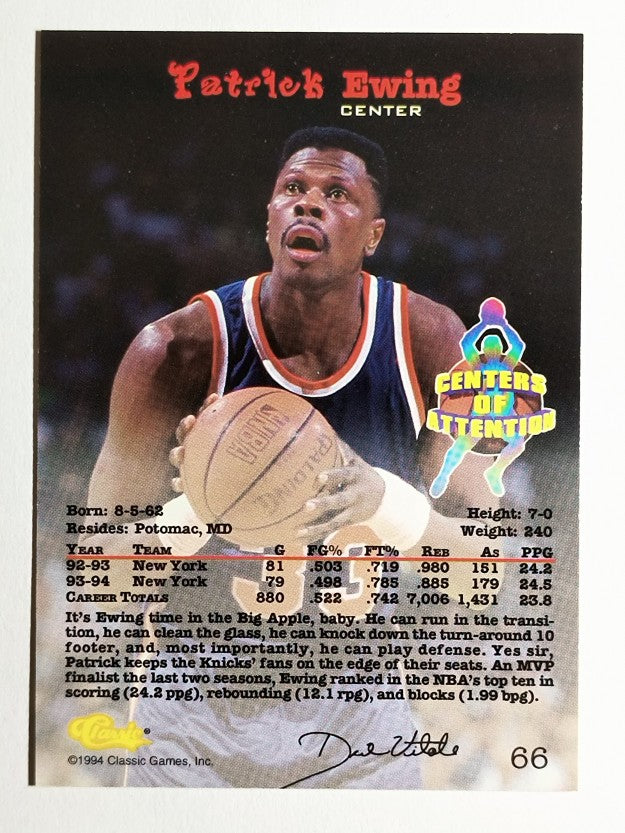 1994 Classic #66 Patrick Ewing CEN