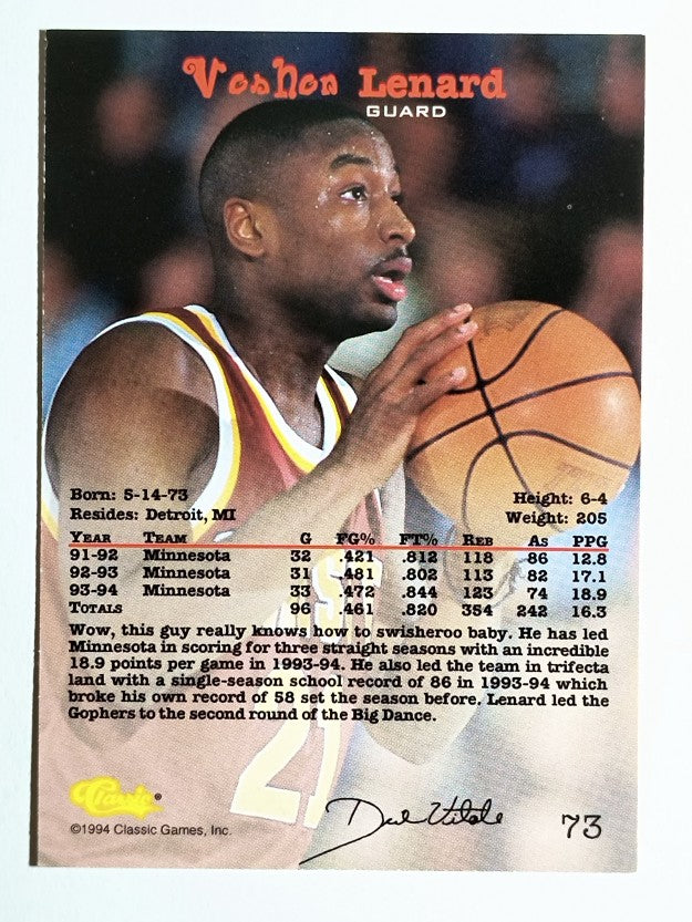 1994 Classic #73 Voshon Lenard