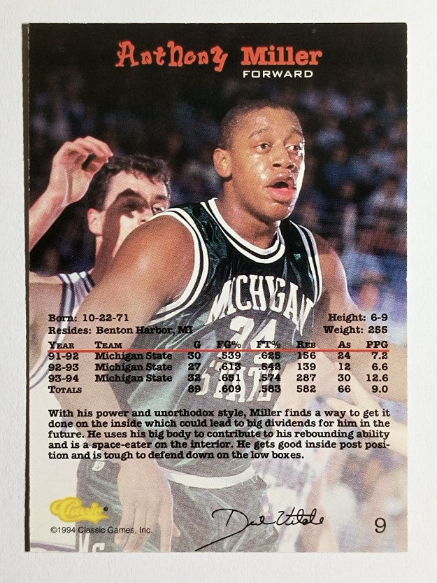 1994 Classic Gold #9 Anthony Miller