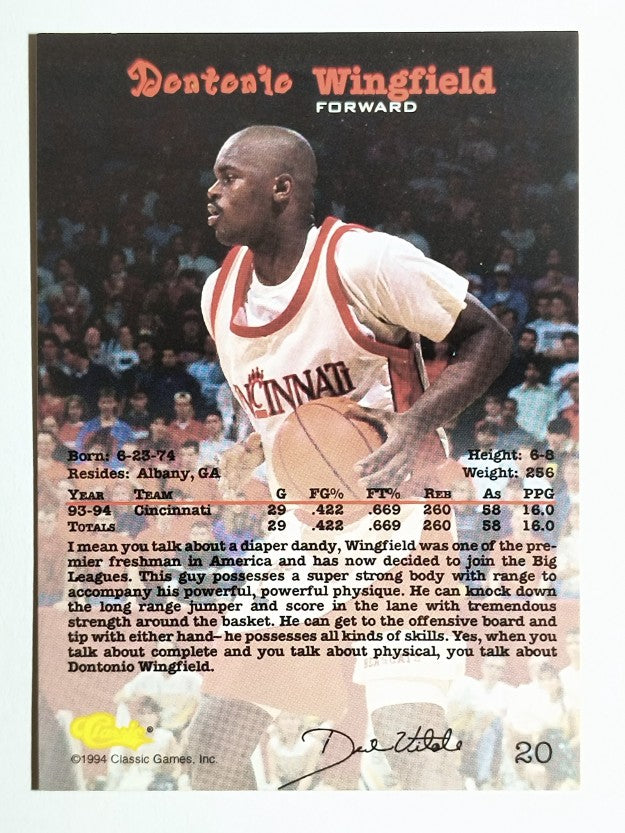 1994 Classic Gold #20 Dontonio Wingfield