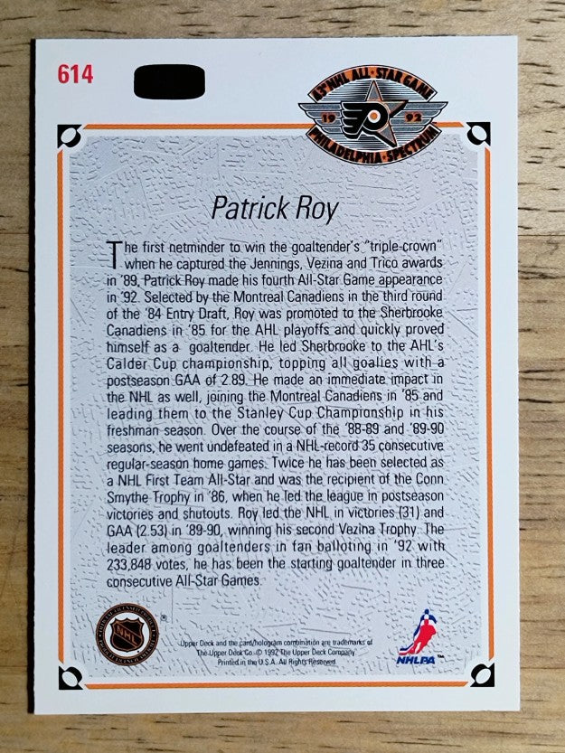 1991-92 Upper Deck #614 Patrick Roy AS