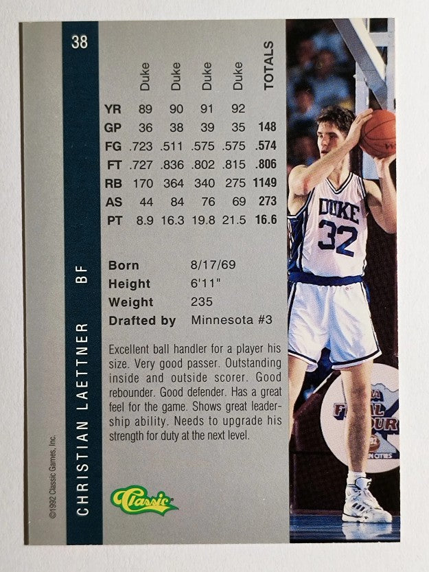 1992 Classic Four Sport #38 Christian Laettner
