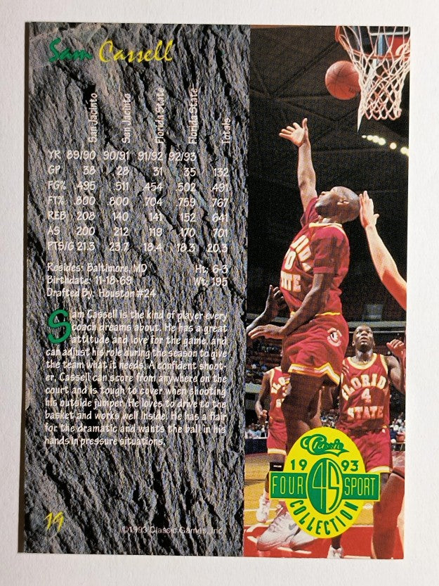 1993 Classic Four Sport #19 Sam Cassell