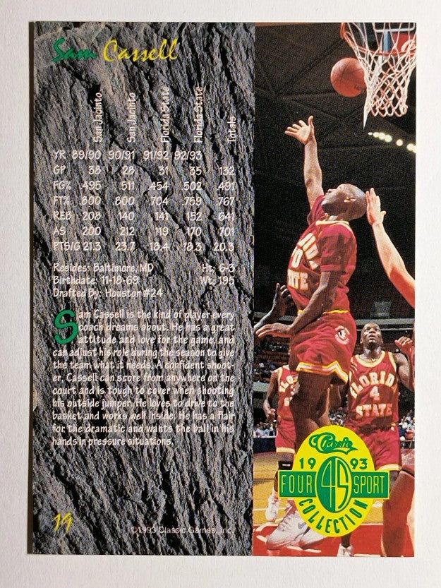 1993 Classic Four Sport #19 Sam Cassell
