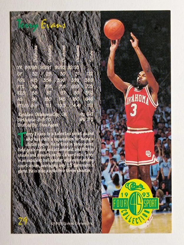 1993 Classic Four Sport #29 Terry Evans