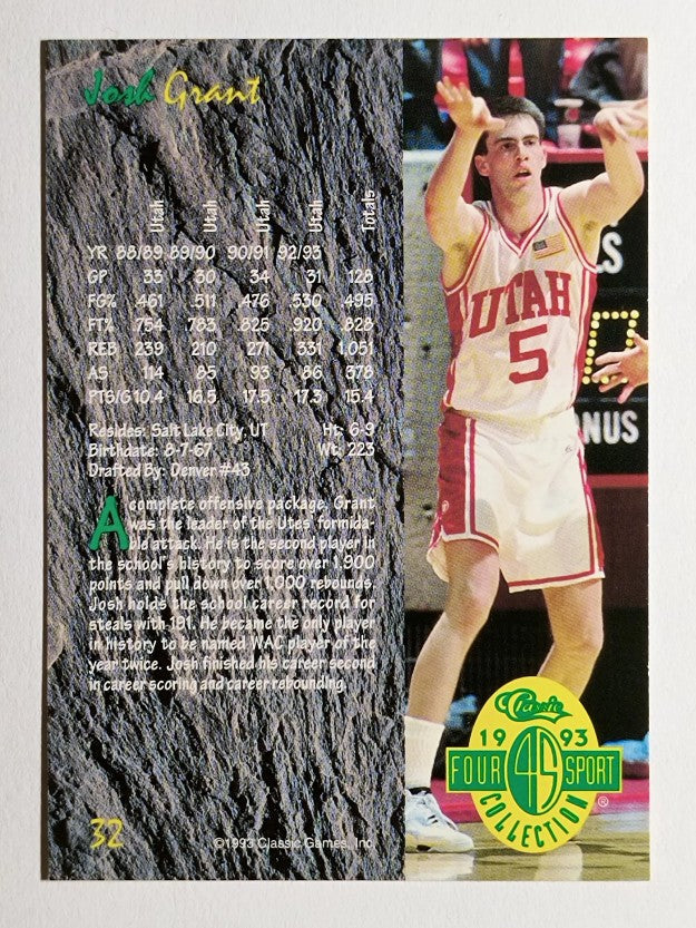 1993 Classic Four Sport #32 Josh Grant