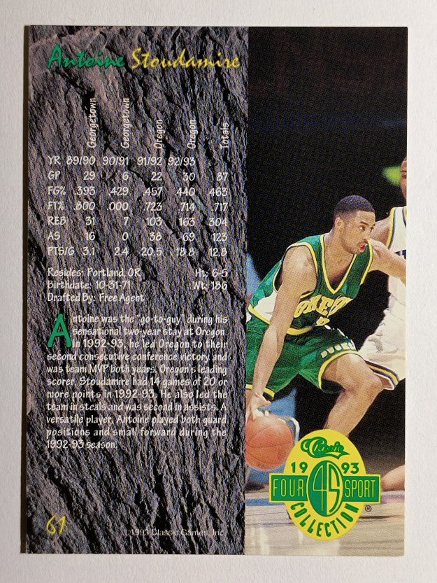 1993 Classic Four Sport #61 Antoine Stoudamire