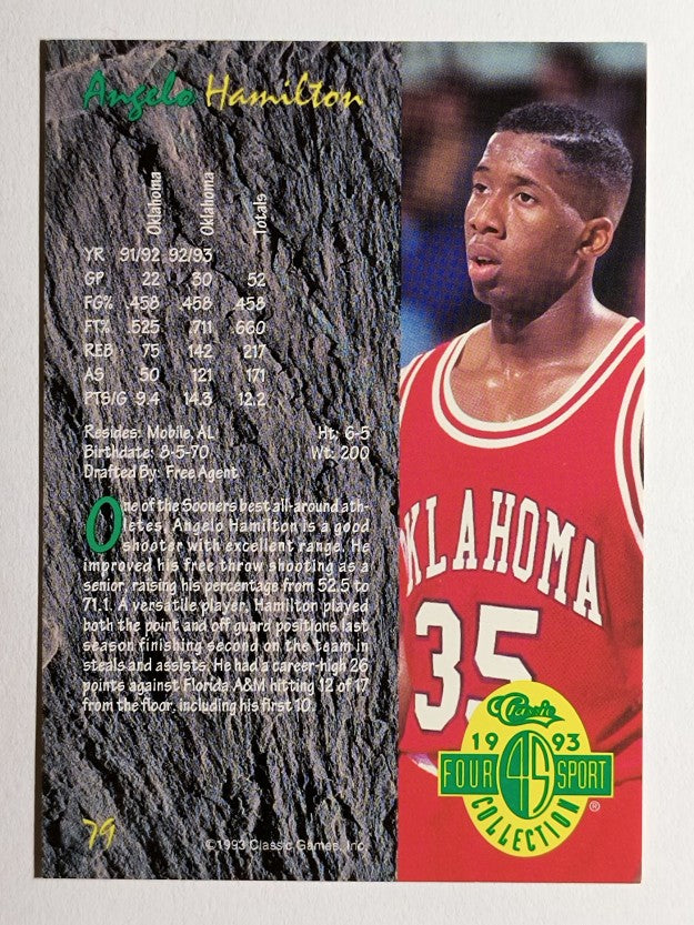 1993 Classic Four Sport #79 Angelo Hamilton