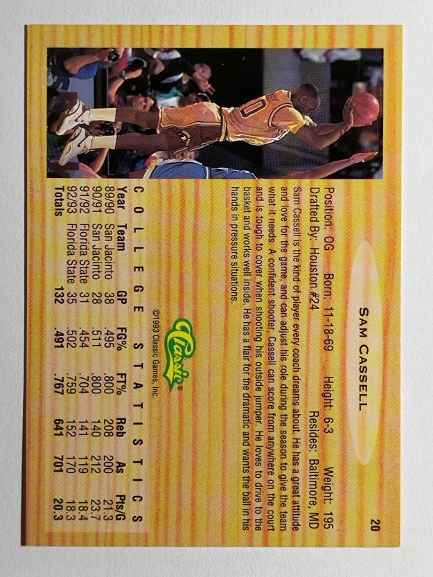 1993 Classic #20 Sam Cassell