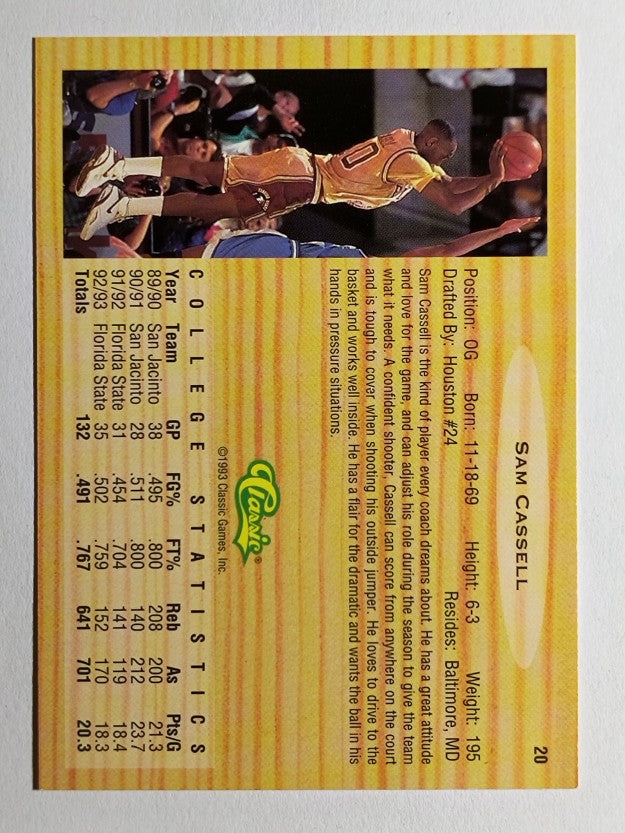 1993 Classic #20 Sam Cassell