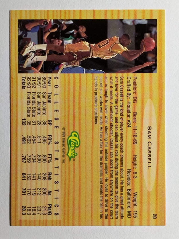 1993 Classic #20 Sam Cassell