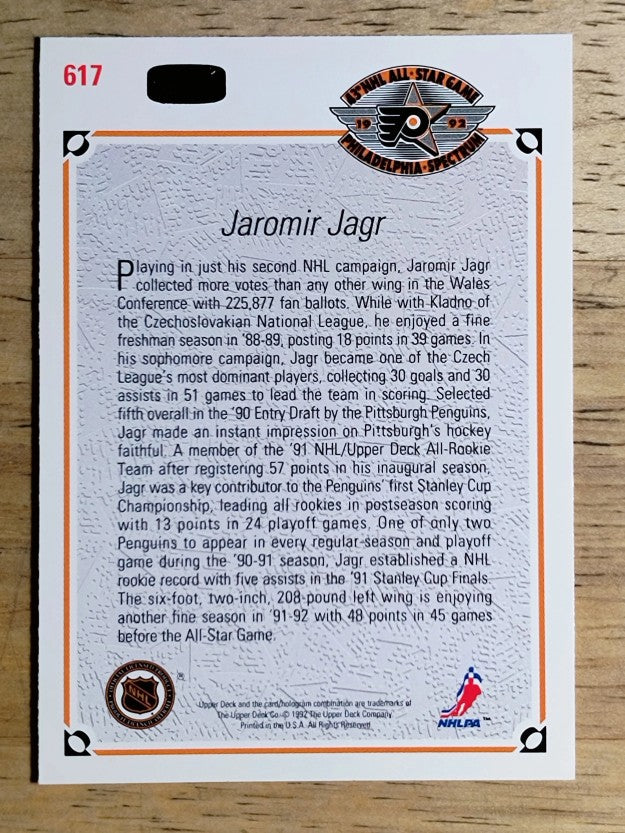 1991-92 Upper Deck #617 Jaromir Jagr AS
