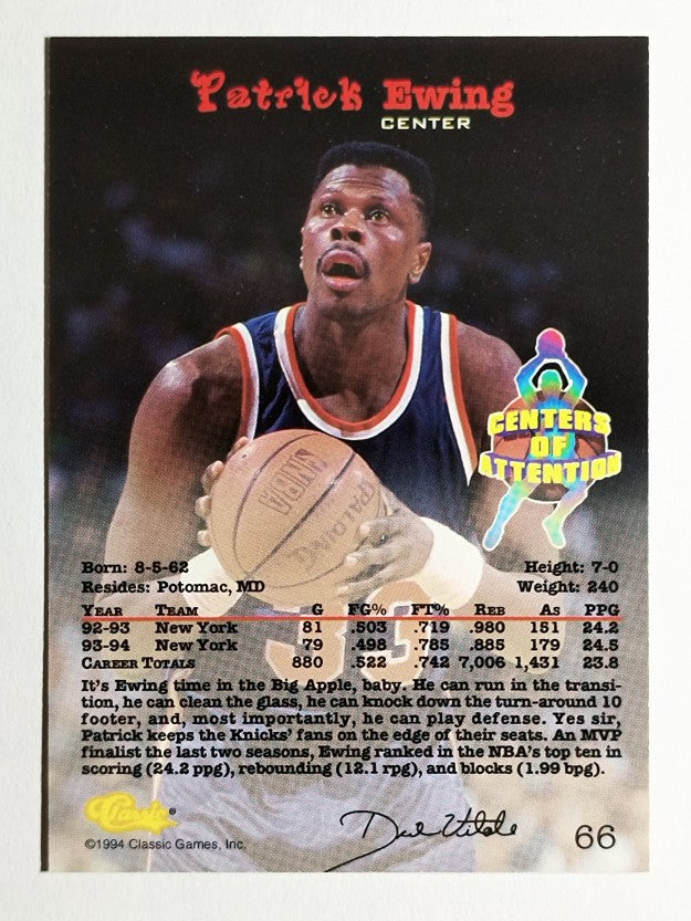 1994 Classic #66 Patrick Ewing CEN