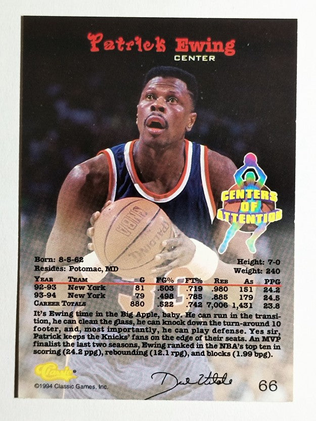 1994 Classic #66 Patrick Ewing CEN