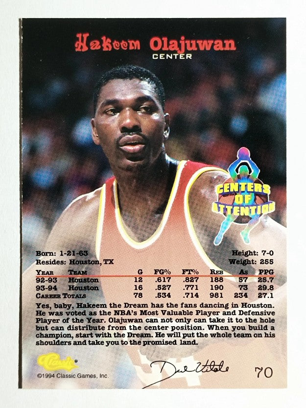 1994 Classic #70 Hakeem Olajuwon CEN