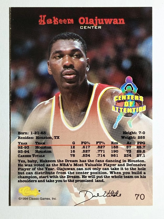 1994 Classic #70 Hakeem Olajuwon CEN