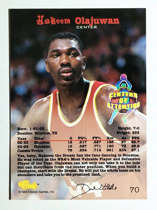 1994 Classic #70 Hakeem Olajuwon CEN