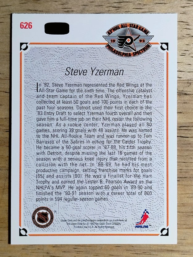 1991-92 Upper Deck #626 Steve Yzerman AS