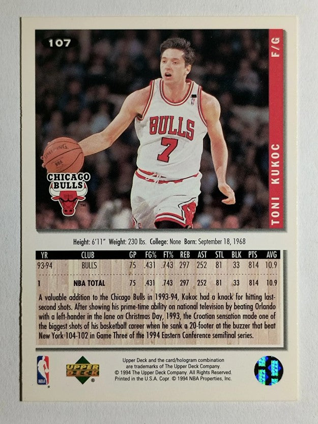 1994-95 Collector's Choice #107 Toni Kukoc