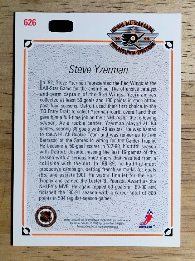 1991-92 Upper Deck #626 Steve Yzerman AS