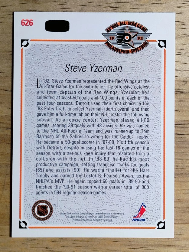 1991-92 Upper Deck #626 Steve Yzerman AS