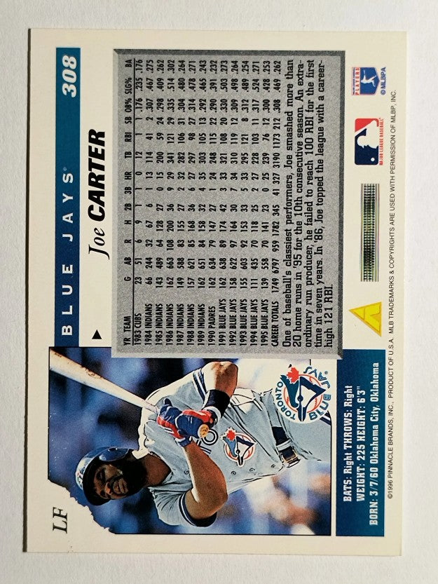 1996 Score #308 Joe Carter
